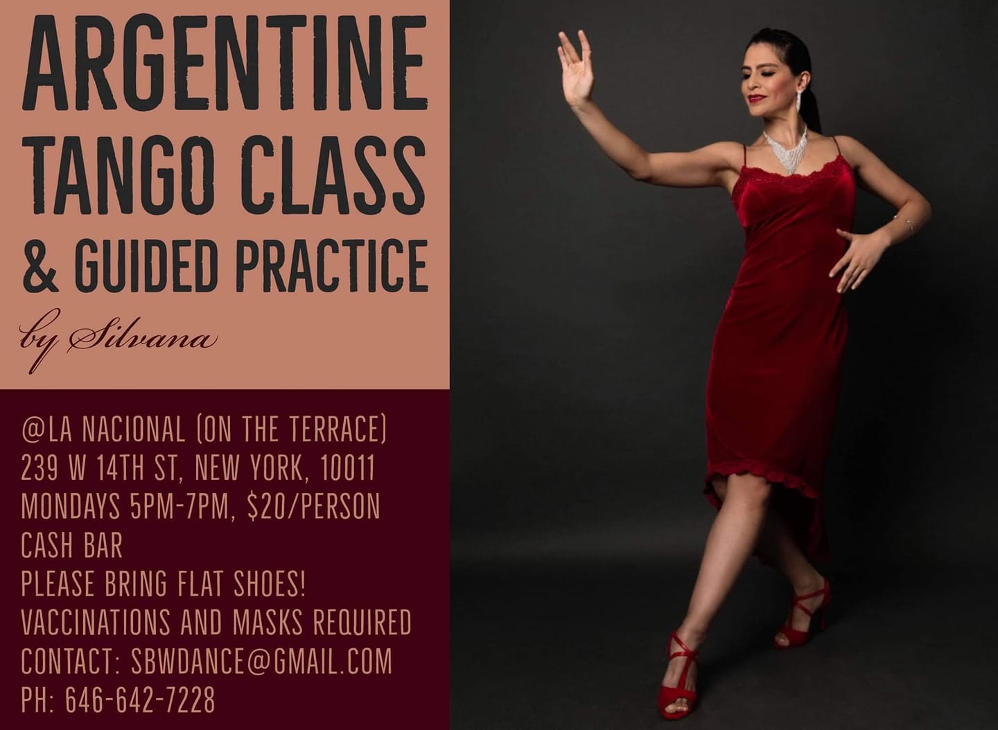 New York Tango calendar with classes, milongas, practicas, shows, music